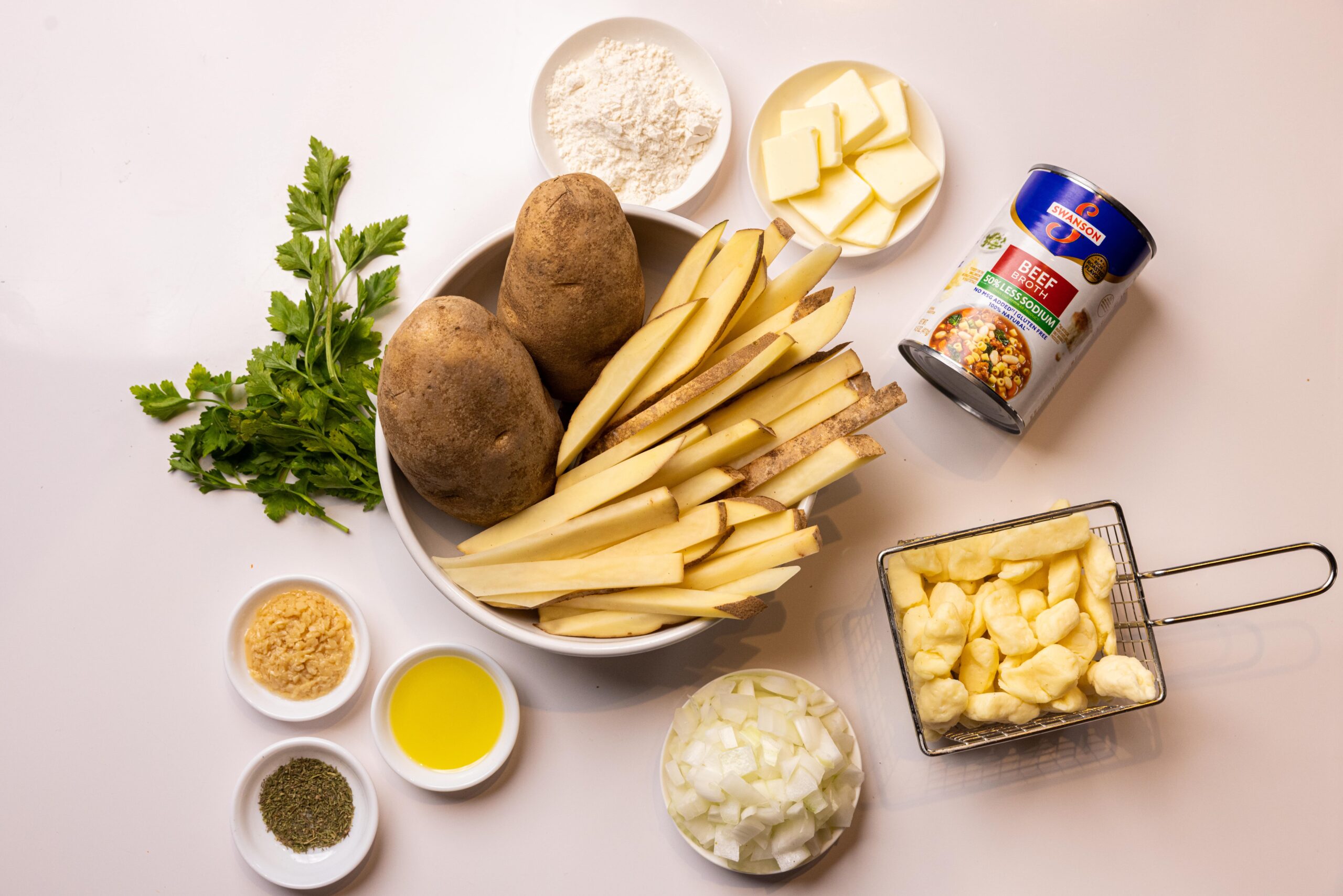 image of ingredients listed below spread out on a white table